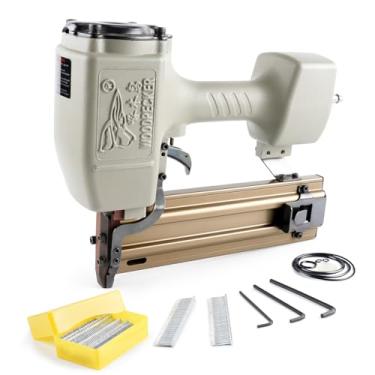 Imagem de Woodpecker ST64 Kit de pregos de concreto pneumático resistente calibre 14 com 400 pregos, 26-64 mm de comprimento da perna pistola de pregos de concreto para madeira, móveis