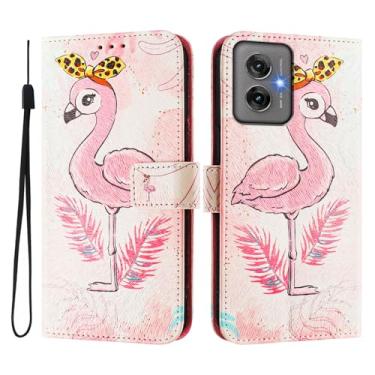 Imagem de Capa carteira para Motorola Moto G55, 3 compartimentos para cartão, 1 compartimento para dinheiro, capa flip de couro PU com padrão fofo, capa com fivela magnética à prova de choque, compatível com