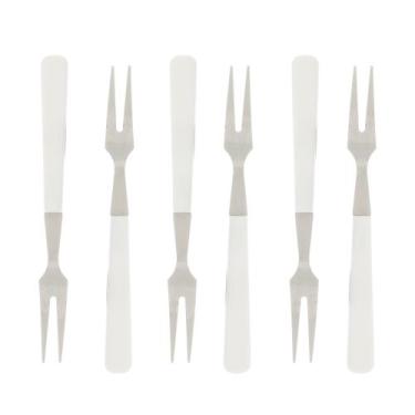 Imagem de Conjunto 6 Garfos para Aperitivos de Aço Inox e Cabo Plástico 10cm Bra