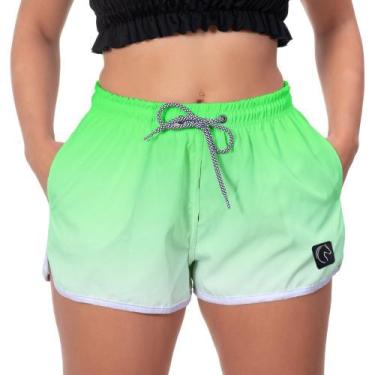 Imagem de Short Feminino Degradê Verde Corrida Passeio Confortável Original Spor