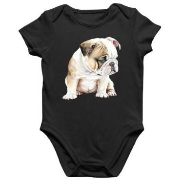 Imagem de Body Bebê Algodão Cachorro Buldogue Inglês - Foca na Moda, Preto, P