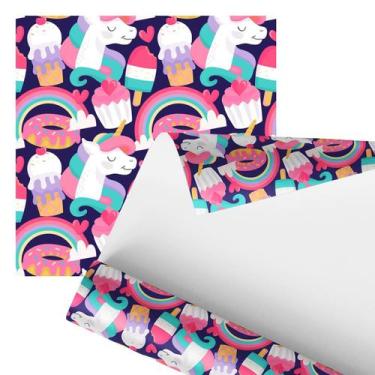 Imagem de Papel De Parede Adesivo Unicórnio Arco-íris Comida 2,80m - PlimShop