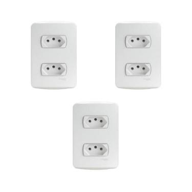 Imagem de Kit 3 Conjunto Montado Tomada Dupla 2P+T 10A 250V Pb S3B60440 Branco M