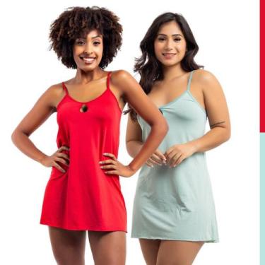 Imagem de Kit 2 Camisolas Curta de Dormir Pijama Feminino sem Bojo - Viére, G, V
