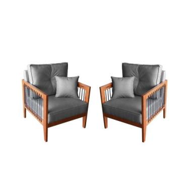 Imagem de Kit Poltrona Paris corda nautica com 2 peças luxury linho Grafite com 