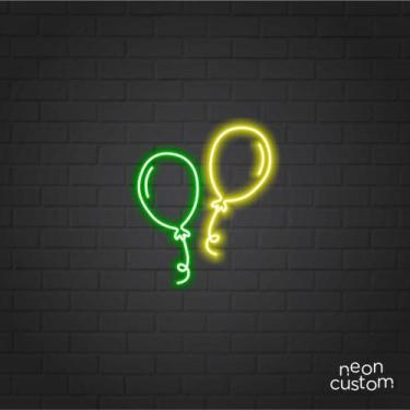 Imagem de painel letreiro led Balão Verde e Amarelo decoracao festa bar - Neon C