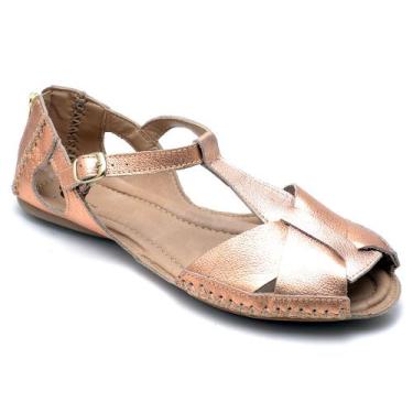 Imagem de Sandalia Feminina Ipê Mulato Couro Rasteirinha Artesanal Ortopedica 78