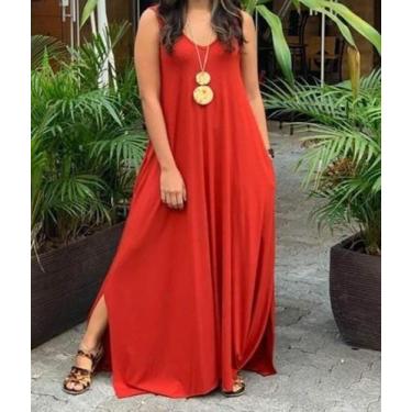 Imagem de Vestido longo regata - Reginaconfeccao, Vermelho, P