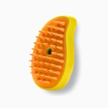 Imagem de Escova Autolimpante 3 Em 1 Pets A Vapor com Spray Amarelo - MLK UP