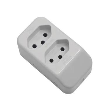 Imagem de Tomada Dupla Móvel Múltipla 20a 250v Sobrepor Cinza Fame