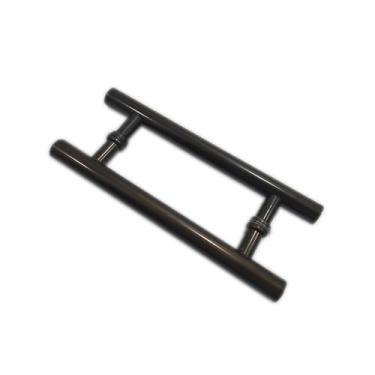 Imagem de Puxador H duplo 30x20cm tubular redondo para porta de vidro e portão -