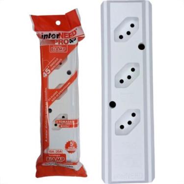 Imagem de Tomada Barra Interneed 2P+T. Branca 20A. Tripla - Pro45, Branco