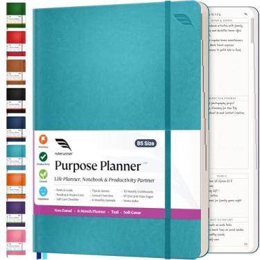 Imagem de Roterunner Purpose Planner Notebook B5 19 x 24,9 cm sem data 2025 ferramenta de definição de metas de produtividade diária, semanal e mensal para trabalho em casa
