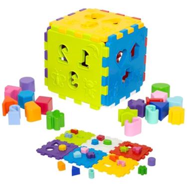 Imagem de Cubo Didático Mágico Infantil Brinquedo Educativo com Formas e Letras para Crianças a partir de 1 ano