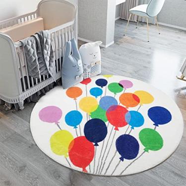 Imagem de Poowe Balão colorido infantil tapete de berçário redondo educacional alfabeto macio tapete antiderrapante para quarto de crianças pequenas - redondo 3,3 pés