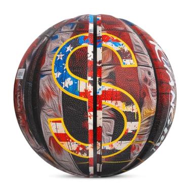 Imagem de Kuangmi Bola de basquete hip-hop, tamanho oficial padrão 7 75 cm, bola de cesta de rua interna e externa, dólar