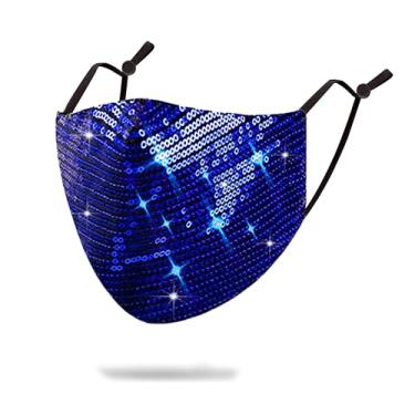 Imagem de Máscara de boca de lantejoulas brilhantes designer de moda capa facial de algodão com glitter com alças ajustáveis para orelha reutilizável baile de máscaras festa boate rave festival lantejoulas