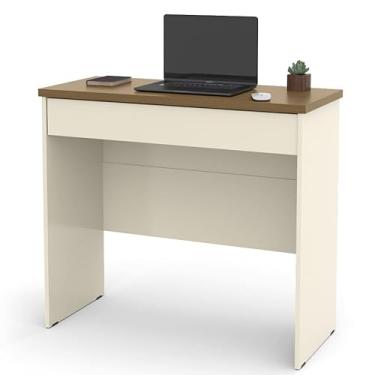 Imagem de Mesa Escrivaninha Quarto com Gaveta Penteadeira Estante Escritório Pequena Multiuso Notebook(Off White/Freijó)
