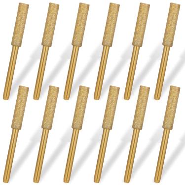 Imagem de Piriuuo 12 peças de brocas de amolador de motosserra de diamante, kit de afiação de motosserra de alta dureza, limas de motosserra para afiar rebarbas folheadas a titânio para motosserra pedra de