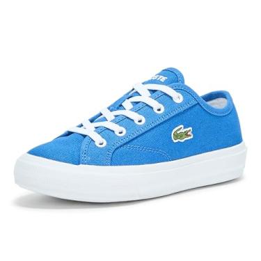 Imagem de Lacoste Tênis infantil unissex Backcourt, Azul/branco, 12 Little Kid