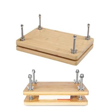 Imagem de Prensa de livros, prensa de livros de madeira, ferramenta de prensagem de livros portátil, máquina de encadernação feita à mão, material escolar de escritório para fazer cadernos