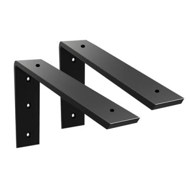 Imagem de Walwe Suporte de Bancada, Pacote com 2 Unidades, 8", Resistente, 3/8" de Espessura, Suporte de Bancada Em Granito Preto, 8" X 6" X 2,5" de Prateleira, Suporte Em L, Corbels de Lareira para Bancadas De