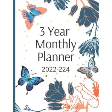 Imagem de 3 Year Monthly Planner 2022-2024: 2022 - 2024 Large Planner - Weekly Monthly Large Planner, January 2022 - December 2024, 8.5'' x 11'', Large Calendar - with Pretty Flower Cover