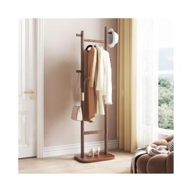 Imagem de LICONG-2019 Cabide de chão de canto interno cabide de madeira maciça guarda-roupa de canto para sala de estar cabide de cabide de cabide de chão (marrom)
