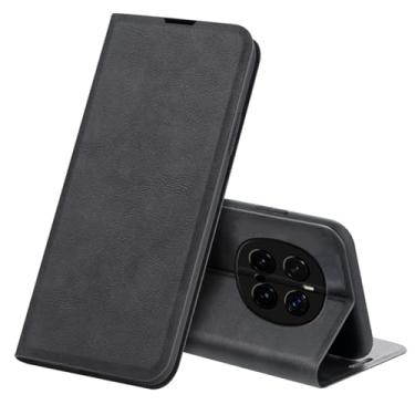 Imagem de HAO RIYLN Capa flip para Honor Magic7/Magic7Pro, capa de couro ultrafina e fina com compartimentos para cartões, suporte de silicone, capa de proteção à prova de choque, preta, 7