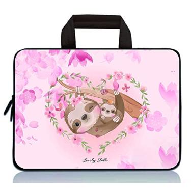 Imagem de Capa universal para tablet de 7 a 9 polegadas ultra-portátil, bolsa de transporte de neoprene compatível com Apple iPad Mini, Samsung, Google, HP, Acer (preguiça rosa)