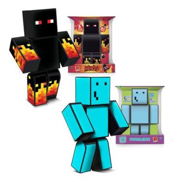 Imagem de Bonecos do jogo Minecraft Athos e Problems 35 cm kit com 2 - Algazarra