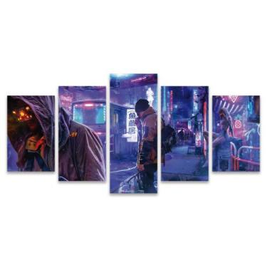 Imagem de Quadro Mosaico Decorativo Jogo CyberPunk Japão Roxo Game Gamer - Deliq