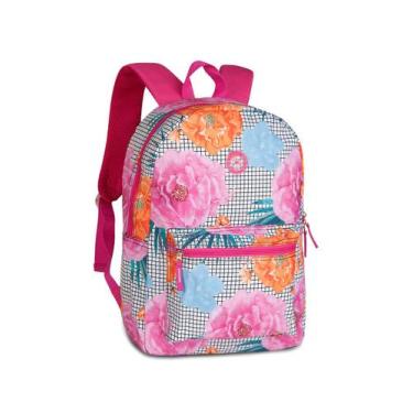 Imagem de Mochila Escolar Feminina Estampa Floral Clio Rosa, Rosa, UN