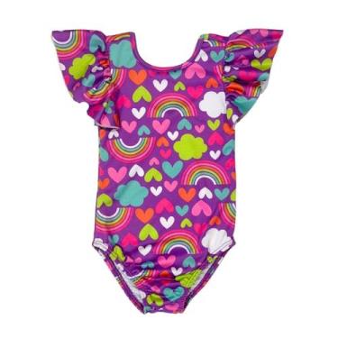 Imagem de Maiô Babado Mangas Proteção Solar UV Menina Infantil Praia - Fofotinho