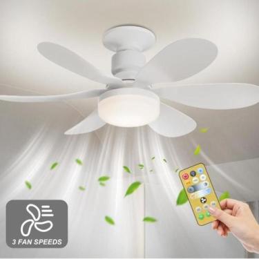 Imagem de Ventilador De Teto C/ Lâmpada Led + Controle Para Bocal E27 Suporte - 
