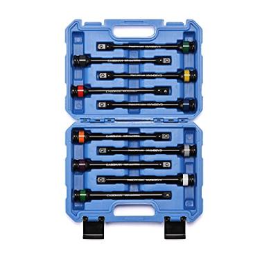Imagem de CASOMAN Conjunto de 10 barras de extensão de torque codificadas por cores de 1/5.1 cm de comprimento, 65 a 150 pés-Lbs (90 a 200 Nm), conjunto de ferramentas de extensão de torque