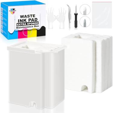 Imagem de Poschink Substituição de almofada de tinta de resíduos para EPSON Ecotank ET-2800 ET-2803 ET-2720 ET-2711 ET-4700 L3110 L3210 L3150 L3250 etc. Impressoras, caixa de manutenção com absorvente de esponja extra