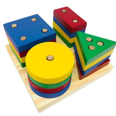Imagem de Blocos de Montar Madeira Geométricos Prancha de Seleção - Zaramela