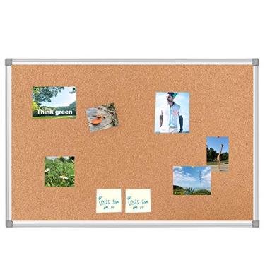 Imagem de Quadro de avisos de cortiça BESTBOARD, quadro de cortiça resistente para casas ou escritórios, 61 x 91 cm, moldura de alumínio prateado