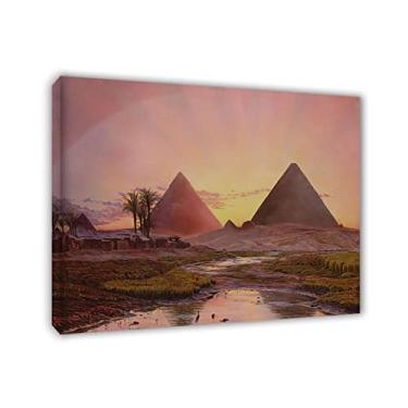 Imagem de Arte de parede em tela clássica emoldurada - impressões de Thomas Seddon - reprodução de pinturas a óleo famosas - pirâmides em Gizeh, pôster de 1855 imagens em tela arte de parede para decoração de