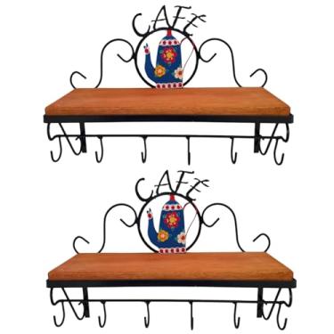 Imagem de Kit 02 Prateleiras para Cantinho do Café com seis Ganchinhos - Bule Azul