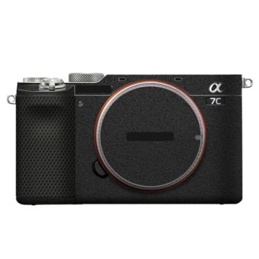 Imagem de Adesivo de capa de câmera para Sony A7C protetor de câmera película protetora antiarranhões decoração (preto amassado)