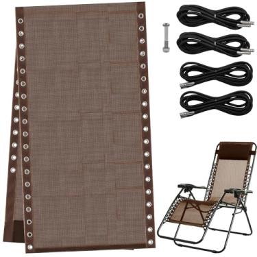 Imagem de COITEK Tecido de substituição de cadeira de gravidade zero de 53 cm de largura, tecido de reparo de cadeiras de gravidade reclináveis com 4 peças de cadarços elásticos de substituição, kit de cabo de