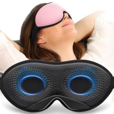 Imagem de MABAO Máscara de dormir ponderada - Máscara de olho 100% blackout para dormir para mulheres e homens, contorno 3D para extensão de cílios, capa de espuma de memória de pressão zero para olhos, venda