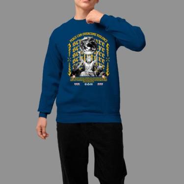 Imagem de Moletom Gola Careca Basico Masculino Moda De Rua Confortável Inverno B