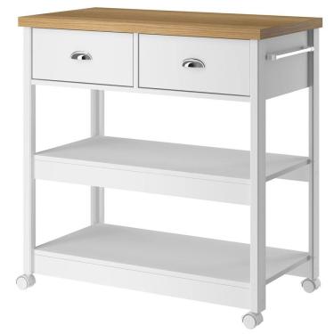 Imagem de Aparador Carrinho Café 2 Gavetas 85 cm BA135 Branco Dtall