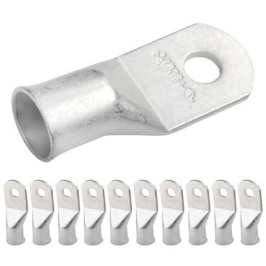 Imagem de Selterm 4/0 AWG (GG) 1,95 cm (10 peças) UL Marine Grade Wire Lugs, pontas do cabo de bateria, ilhós de cobre estanhado, conectores de terminal de anel tubular [B98]