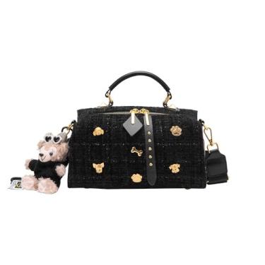 Imagem de Bolsa de Bolsa de Bolsa Boston feminina Bolsa de couro de luxo de grande capacidade Bag sólido versátil saco de bolsa