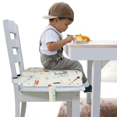 Imagem de Assento elevatório infantil para mesa de jantar, assento elevatório portátil para cadeira de cozinha, almofada de espuma de alta densidade de 10 cm com alças de segurança ajustáveis e fundo