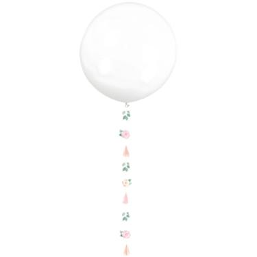 Imagem de Balão de látex jumbo Pink Blooms com cauda botânica decorativa - (61 cm) 1 peça - Decorações perfeitas para chá de panela, revelação de gênero, aniversários e celebrações com tema floral